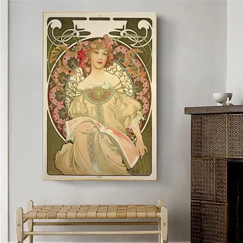 Velika Velika Slika Evropski Klasični Slog Slike Alphonse Mucha Slika Portret Plakat Sobi Doma Dekor Steno Design Brez Okvirjev
