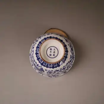 Kitajski stare porcelana sklede z modro in belo Zmaj in Feniks iz porcelana sklede