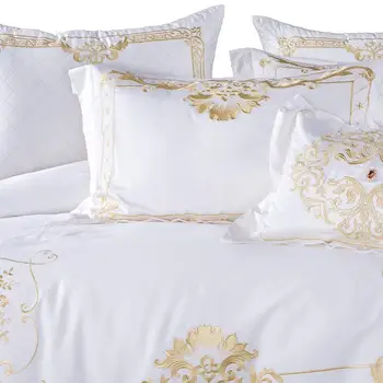 Luksuzni Egiptovskega bombaža posteljni set vezenje rjuhe kritje določa 4/7pcs belo perilo bedclothes Queen /king /super king sze