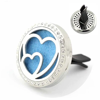 30 mm, iz Nerjavnega Jekla valentinovo darilo nakit srce Avto osvežilcev Zraka Aromaterapija Eterično Olje Difuzor z Vent Posnetek