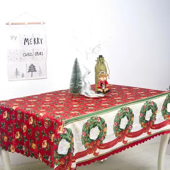 Božič Tabela Kritje Krpo Praznično Dekor Osebje Stranka 180x150cm RDEČE in BELO NAS