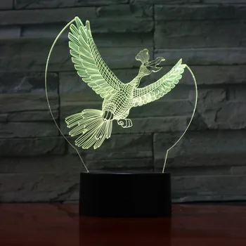 Akrilna Plošča Vrana 7 Pisane Ptice 3D Iluzije Lučka LED Lava Svetilka USB 7 se Spremeni barva Otroci Spalnica Razpoloženje Razsvetljavo