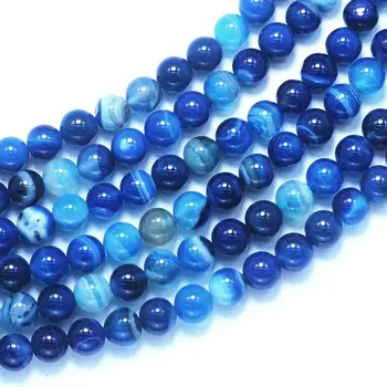 Modri Trak Kamen Kroglice lahko Izberete Velikost 4-10 MM Poldragi Kamen Kroglice za Nakit Zapestnica, zaradi Česar DIY Kroglice Sklop 15