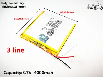 3 linije Dobro Qulity 3,7 V,4000 mah 398686 Polimer litij-ionska / Litij-ionska baterija za tablični računalnik BANKE,GPS,mp3,mp4