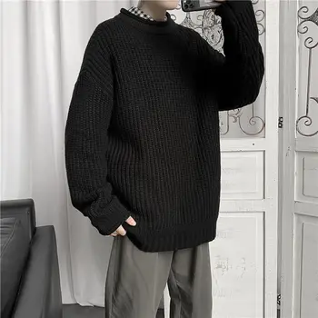 Debel Pulover Moške Topli Mode Priložnostne O-neck Knitted Puloverju Moških Svoboden korejski Pozimi Pletenje Puloverji Mens Oblačila M-3XL